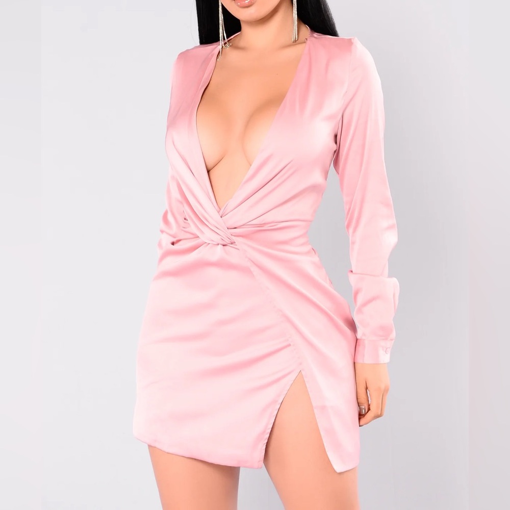Elegant Pink Wrap Dress